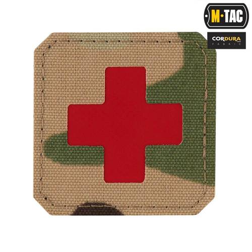 M-Tac - Нашивка Medic Cross Laser Cut - Cordura 500D - Червоний / MultiCam - 51122833 - Група крові, медичні