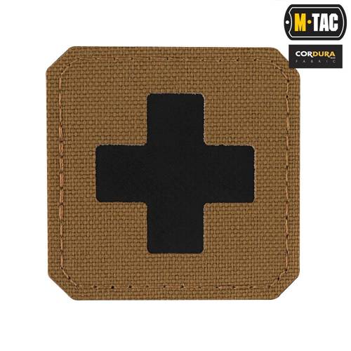 M-Tac - Нашивка Medic Cross Laser Cut - Cordura 500D - Чорний / Coyote - 51122502 - Група крові, медичні